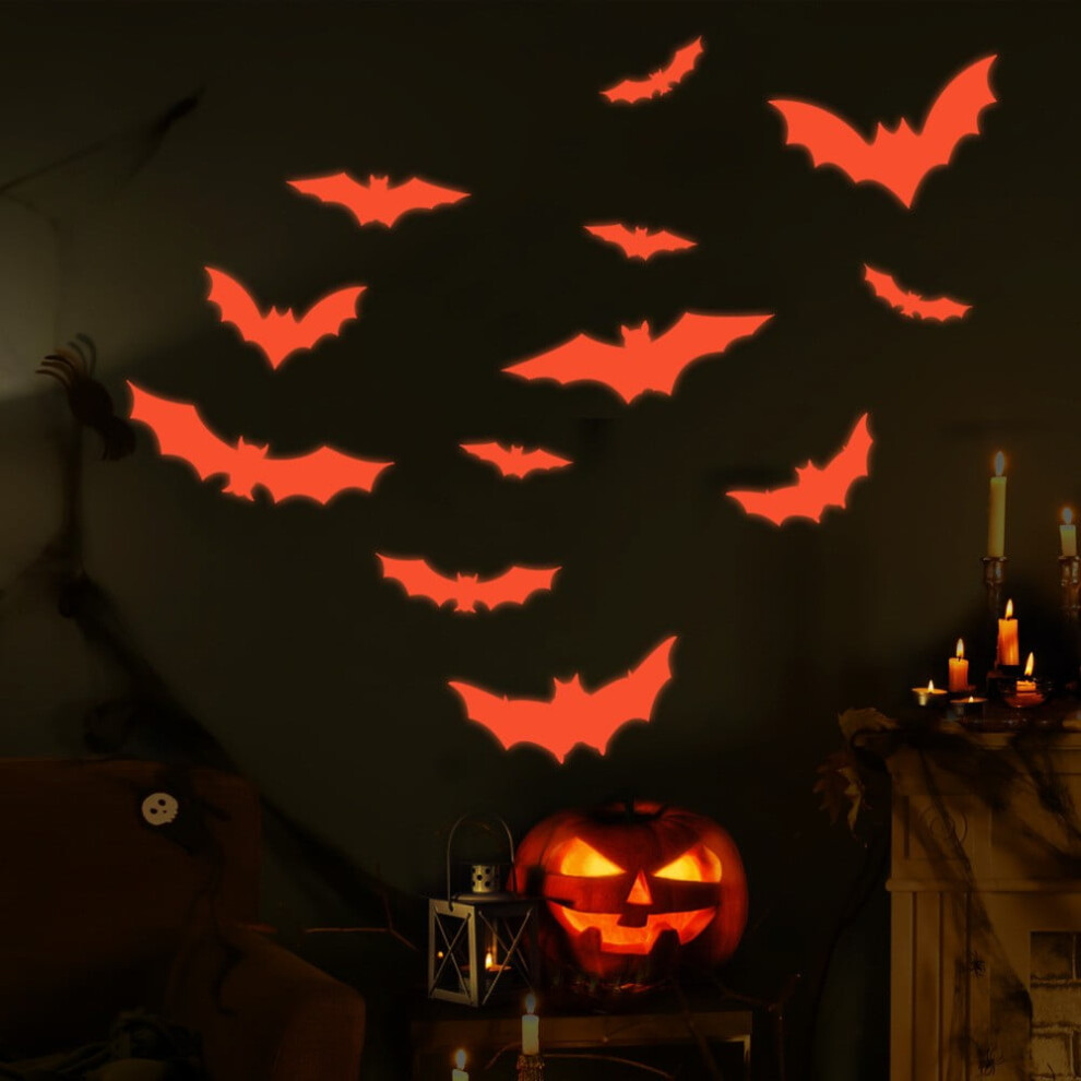 Glow-In-The-Dark Halloween Bat Window Clings 6 Pcs 975221173577