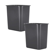 Papelera rectangular negra para escritorio, 7 galones, paquete de 2