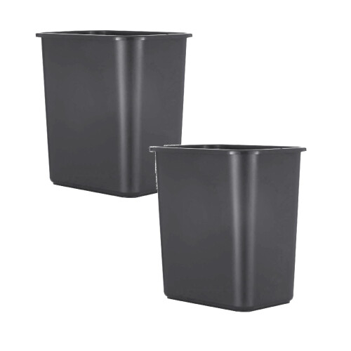 Svart rektangulär skrivbordspapperskorg 7 gallon 2-pack
