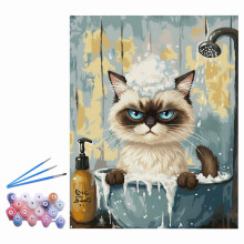 Cat in Bubble Bath Wall Art Canvas Print 40x50 cm