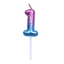 Number 0 Birthday Candle with Metallic Gradient Finish