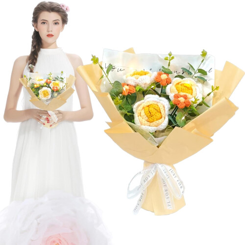Crochet Rose Bouquet Handmade Artificial Flowers
