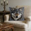 Kussensloop met wolfprint, 45x45 cm, polyester, 1 stuk 1