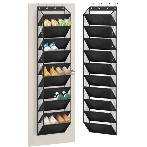 10-Tier Clear Over-Door Shoe Rack – Extra-Deep Pockets