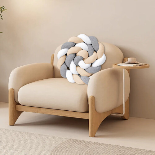 Round Knot Pillow Soft Decorative Throw Cushion Grey