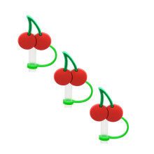 Kersenkleurige siliconen rietjeshoesjes, 6–8 mm, verpakking van 3