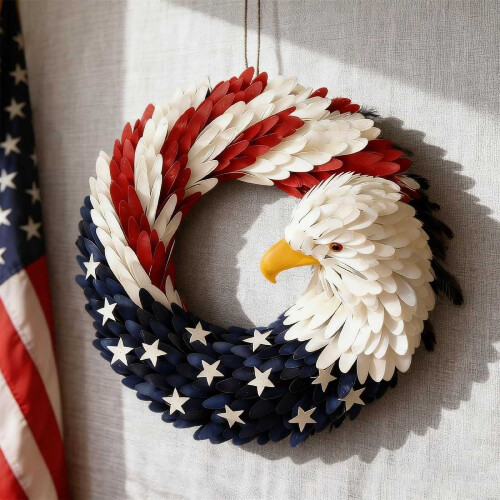 Brave Wings Eagle Wreath – Patriotic Front Door Decor