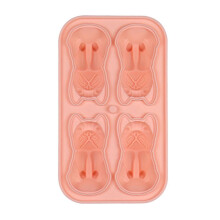 Bandeja de silicona para cubitos de hielo con diseño de bulldog, molde portátil con dibujos animados, 4 cavidades.