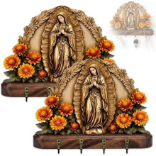 Schlüsselhalter mit Motiv der Jungfrau von Guadalupe – Holz, Gold