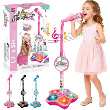 Karaoke Microphone Toy with Stand and LED Lights