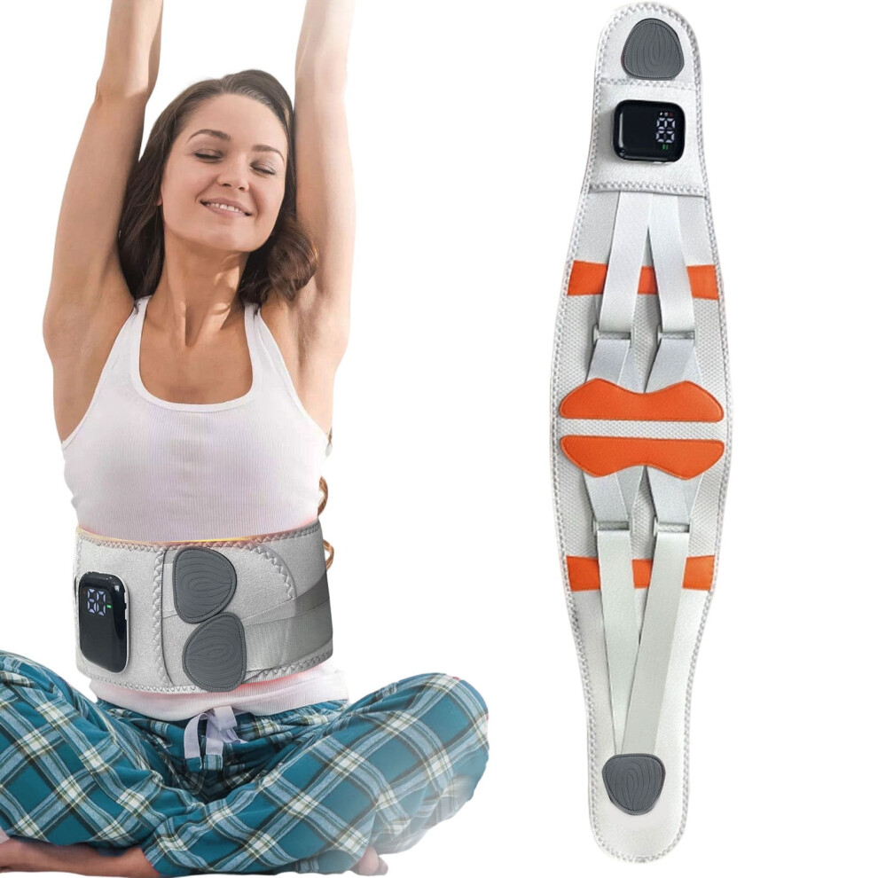 Wireless Heated Lumbar Support Brace with Massage & Adjustable Wrap â Compatible with All Body Types, Gray
