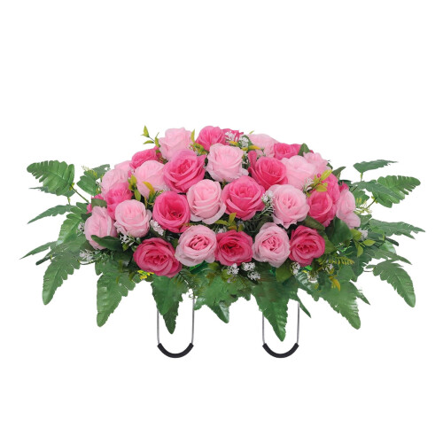 Șa artificială cu trandafiri de cimitir, 27x19x6in