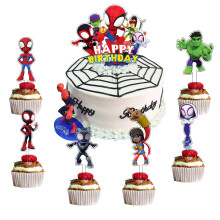 Acrylic Cake Toppers Set Birthday Cake Decorations Spider Themed Party Supplies for Kids Girls Party Favors(Set of 7PCS)