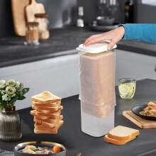 Bread Container Storage Bin - Airtight Plastic, Clear Bread Dispenser, Reusable Loaf Cake Organizer, Kitchen Countertop Freshness Keeper