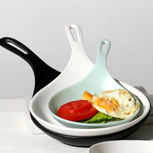 Ceramic Serving Plate with Handle, White, 24 x 13.5 cm