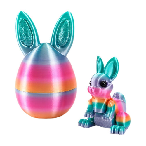 3D-printede påskehareegg, artikulerte, fleksible