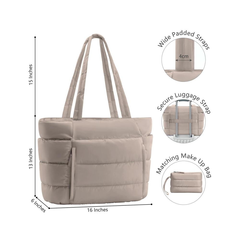 Puffer Tote Bag for Women Quilted Lightweight 15.6-inch