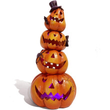 Hand-Carved Resin Halloween Pumpkin Decor, 9.5 in