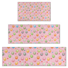 Kitchen Rug Set of 3 – Light Pink Egg Pattern, 17" x 30",