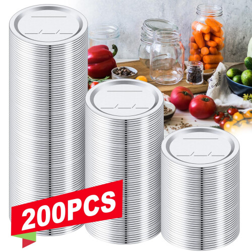 200 tapas para tarros Mason de boca regular de 7 cm (2,76 pulgadas)