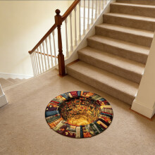 3D Book Hole Round Rug – Crystal Velvet, 60/80/100/120cm