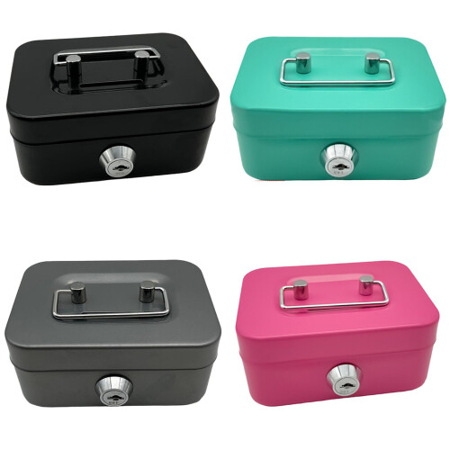 Metal Lock Box with Key – Small Chest for Savings, Decor