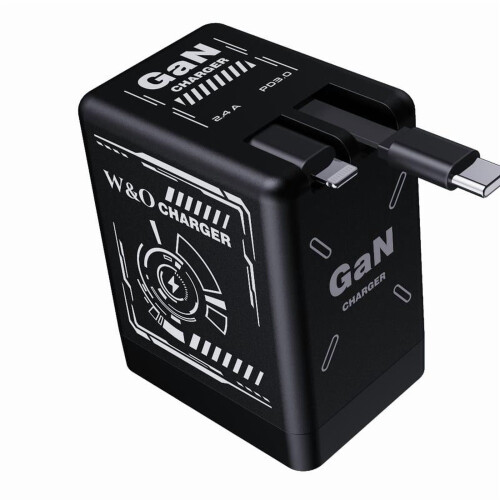 Chargeur rapide GaN120W avec câble USB-C rétractable