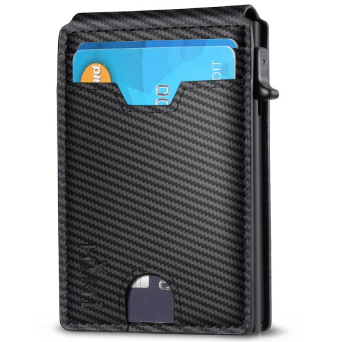 Men's minimalist aluminum wallet with RFID blocking and