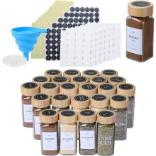 Glass Spice Jars with Bamboo Shaker Lids 36-Pack 4 oz