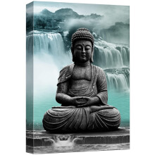 Leinwandposter: Zen-Buddha & Wasserfalllandschaft