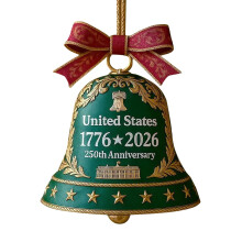 US 250th Anniversary Acrylic Bell Ornament Green