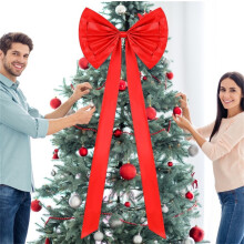 Red Satin Christmas Tree Topper Bow 180cm