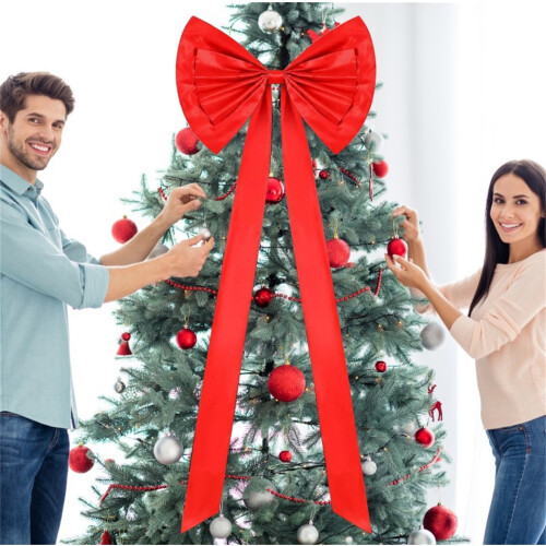 Red Satin Christmas Tree Topper Bow 180cm