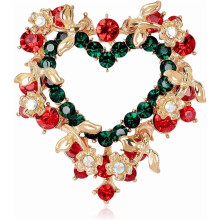 Broche navideño de diamantes de imitación para mujer (1 pieza)