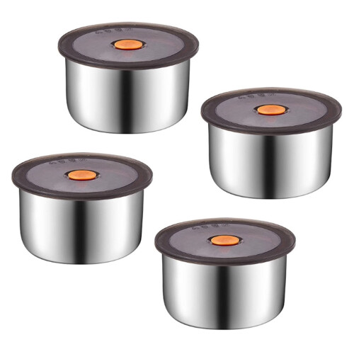 4-teilige Snackbox aus Edelstahl mit Silikondeckel