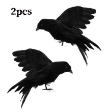 Realistic Black Crow Decoration 5.9in 2 pcs