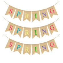 Spring Linen Bunting Banner – Triangular Decorative Flag