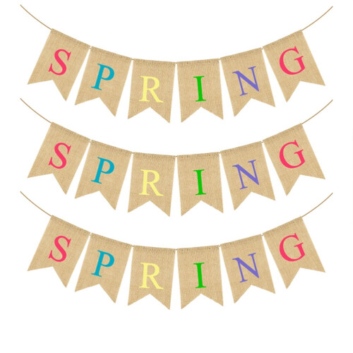 Spring Linen Bunting Banner – Triangular Decorative Flag