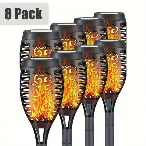 8er-Pack Solar-Fackeln mit flackerndem Flammeneffekt