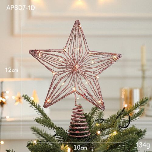 Christmas Star Tree Topper with Sequins, 4.7 in