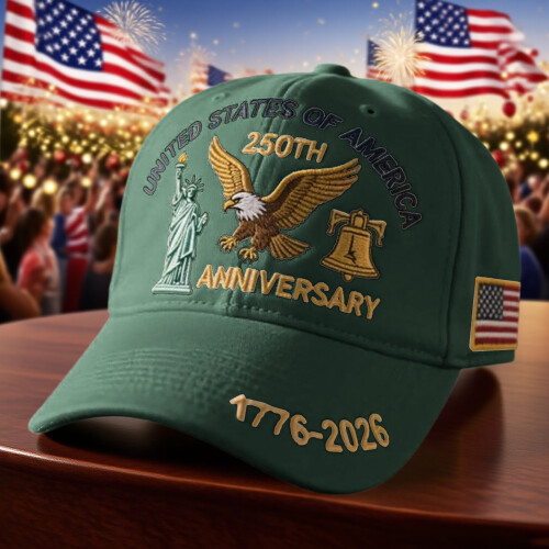 USA250th Anniversary Bald Eagle Baseball Cap Groen