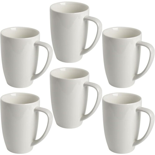 White Porcelain Coffee Mug Set 480 ml 6-Pack