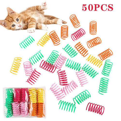 Cat Spring Toy Plastic Spiral Coil 50 Pack 2