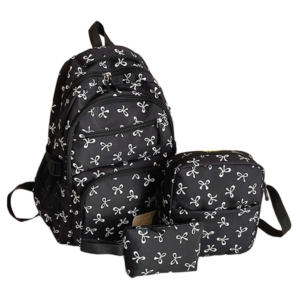 Bow Backpack Set For Women Nylon Laptop Bag 3 Pcs 962125545791