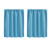 Thermal Insulated Short Curtains 92x76 cm Rod Pocket Blue