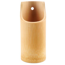 Porte-ustensiles en bambou beige avec trous de drainage