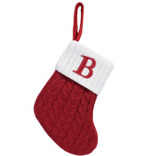 7 Inch Knitted Christmas Stocking with Initial, Red White