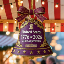 250th Anniversary Bell Ornament Purple 2.36x2.75 in 1pc