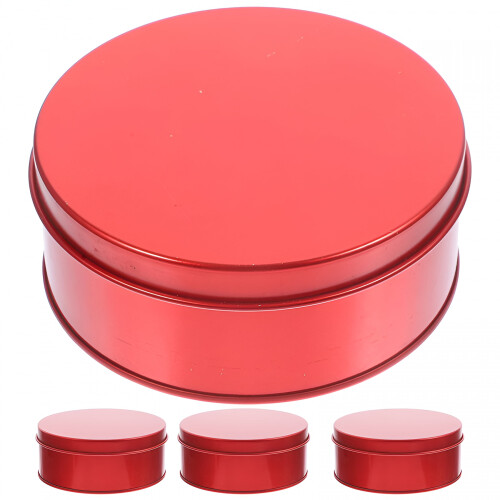 Rote Metall-Keksdose mit Deckel – 4er-Pack