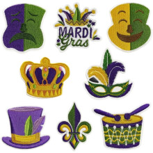 Σετ σιδερότυπων επιθεμάτων Mardi Gras με κεντημένο κλόουν του Καρναβαλιού 8